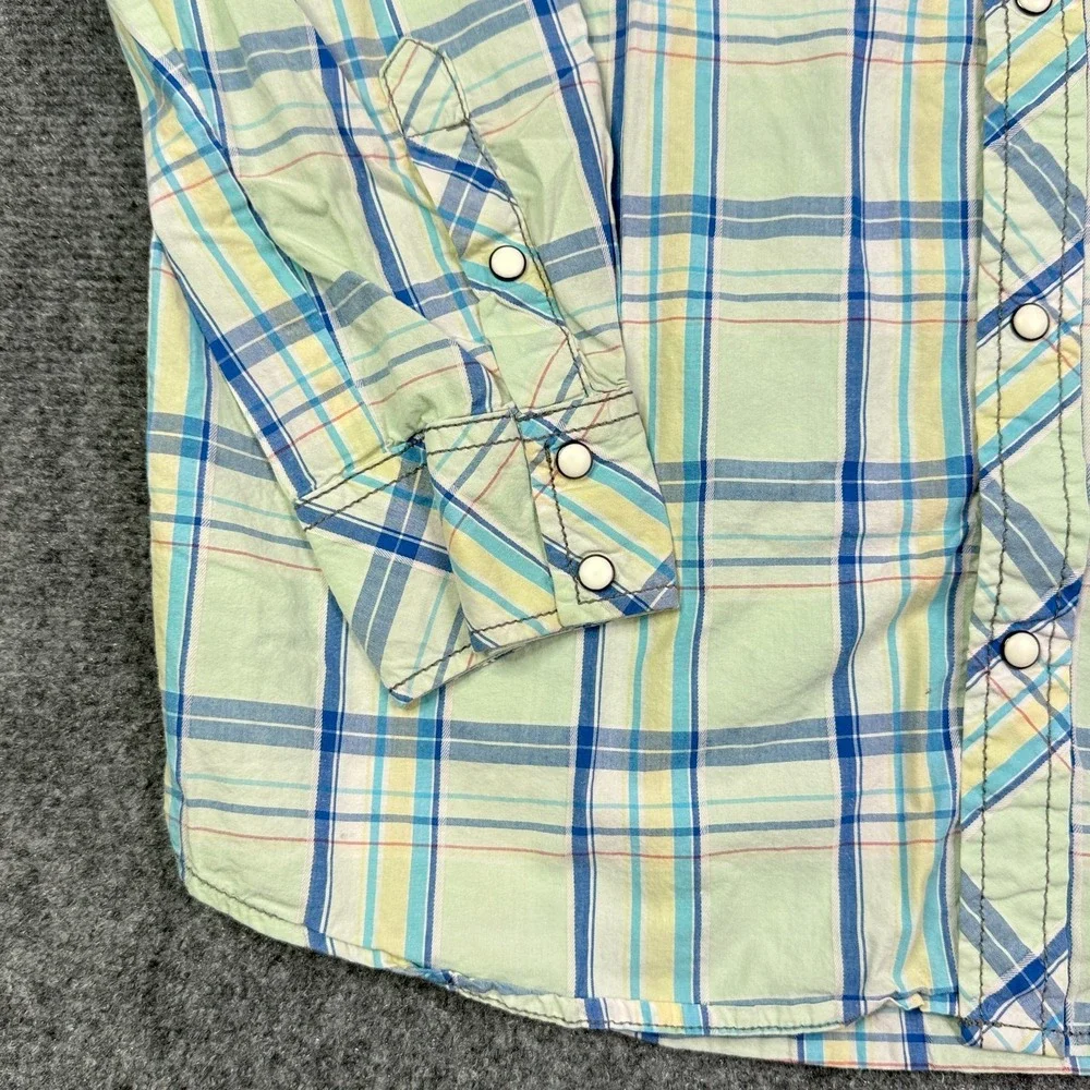 BKE Vintage Western Shirt Mens XL Athletic Fit Plaid Pearl Snap Cowboy Buckle